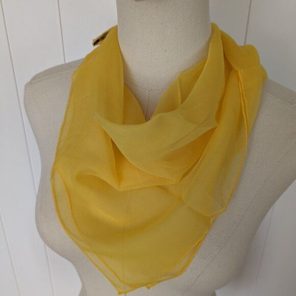 Vintage Nasharr Freres, Ltd Hand Rolled Scarf - Bright Yellow - Silk & Vinal - Picture 2 of 5